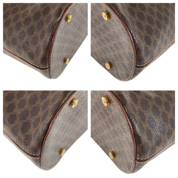 CELINE Vintage Macadam Brown Gold Hardware Leather Tote Bag Handbag Shoulder ... - Picture 4 of 10